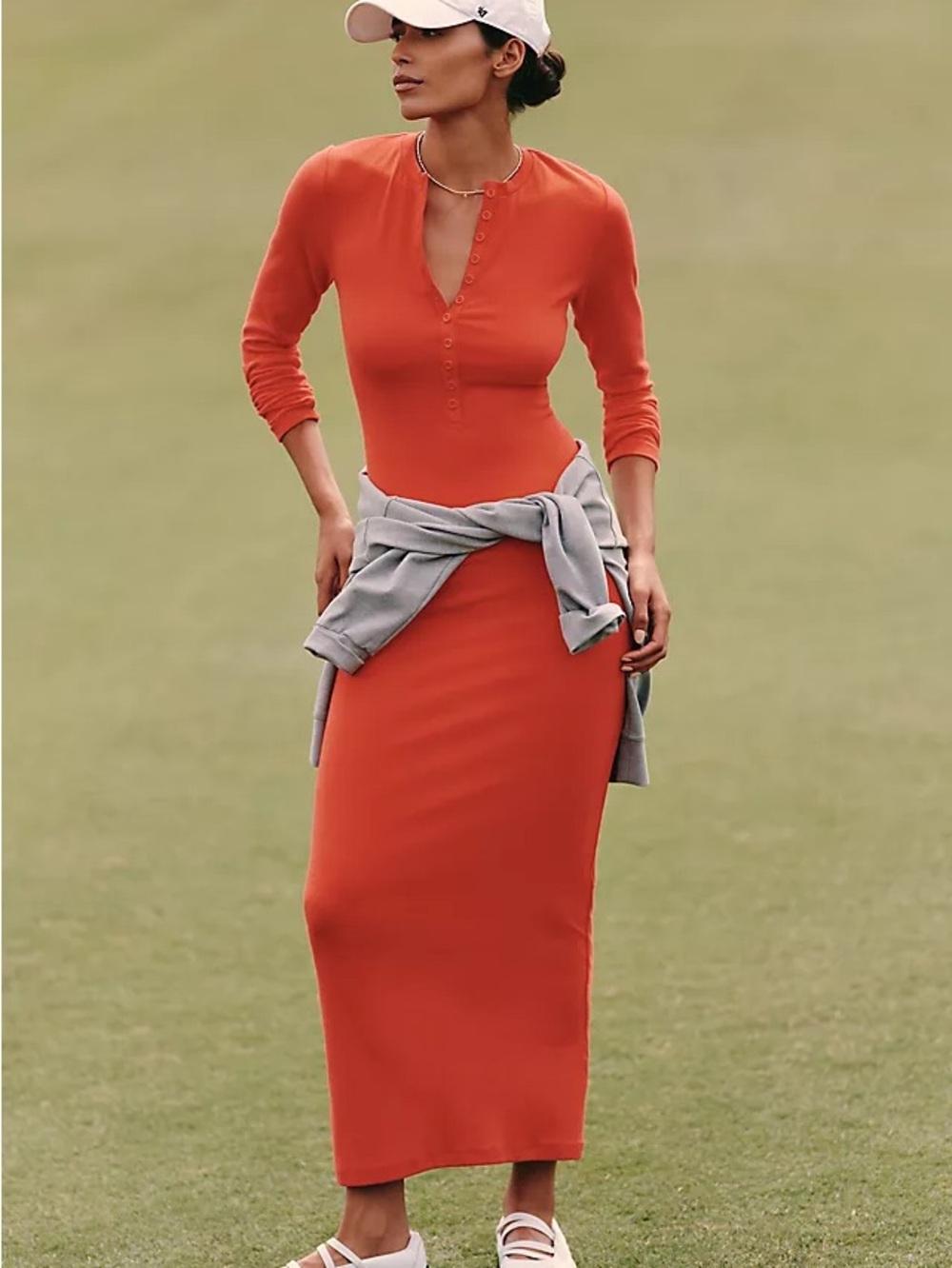 NWT - Anthropolgie- Slim Button-Front Red Maxi Dress